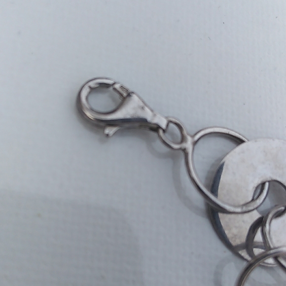 VINTAGE 925 Sterling Silver Circle Link Bracelet - Picture 4 of 8